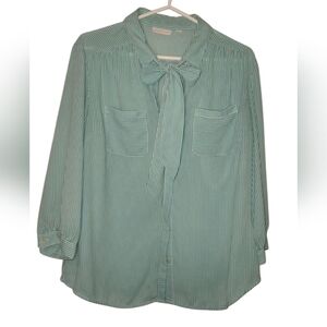 New York & Company Green Button Down Shirt